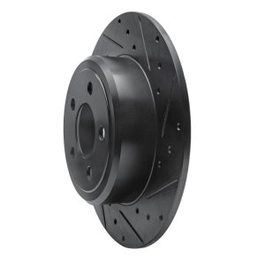 Chrysler 300 Brake Rotor (1) - Rear Right - R1 Concepts - Drilled & Slotted - Black - `05-`23